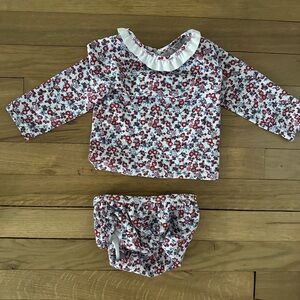 Janie and Jack Floral Kids Swim Bikini - Red and White